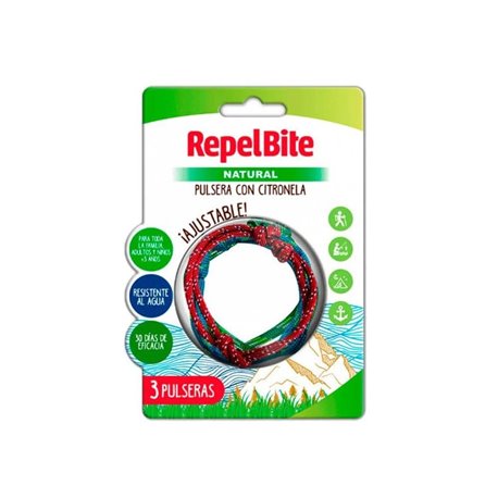 Repel Bite Natural Pulsera De Cuerda Con Citronela 3 Unidades